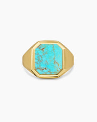 Streamline® Signet Ring in 18K Yellow Gold with Turquoise, 18mm