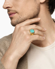 Streamline® Signet Ring in 18K Yellow Gold with Turquoise, 18mm
