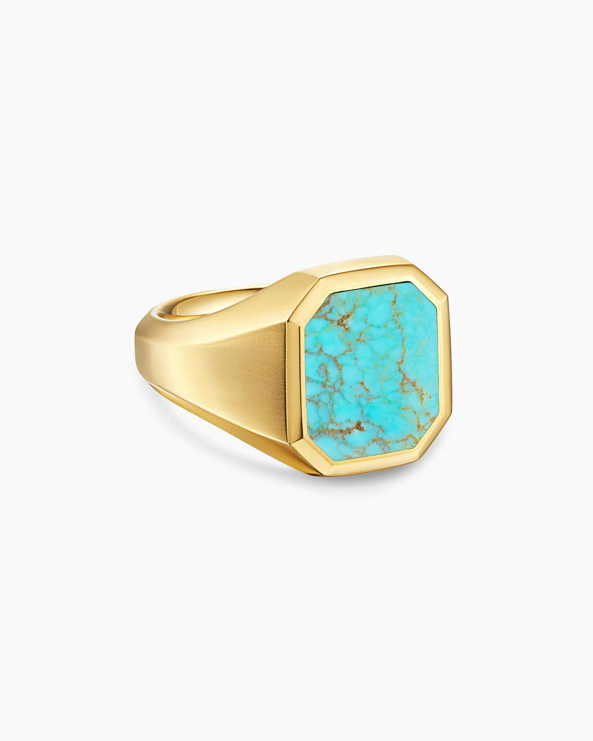 Streamline® Signet Ring in 18K Yellow Gold with Turquoise, 18mm