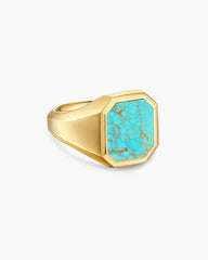 Streamline® Signet Ring in 18K Yellow Gold with Turquoise, 18mm