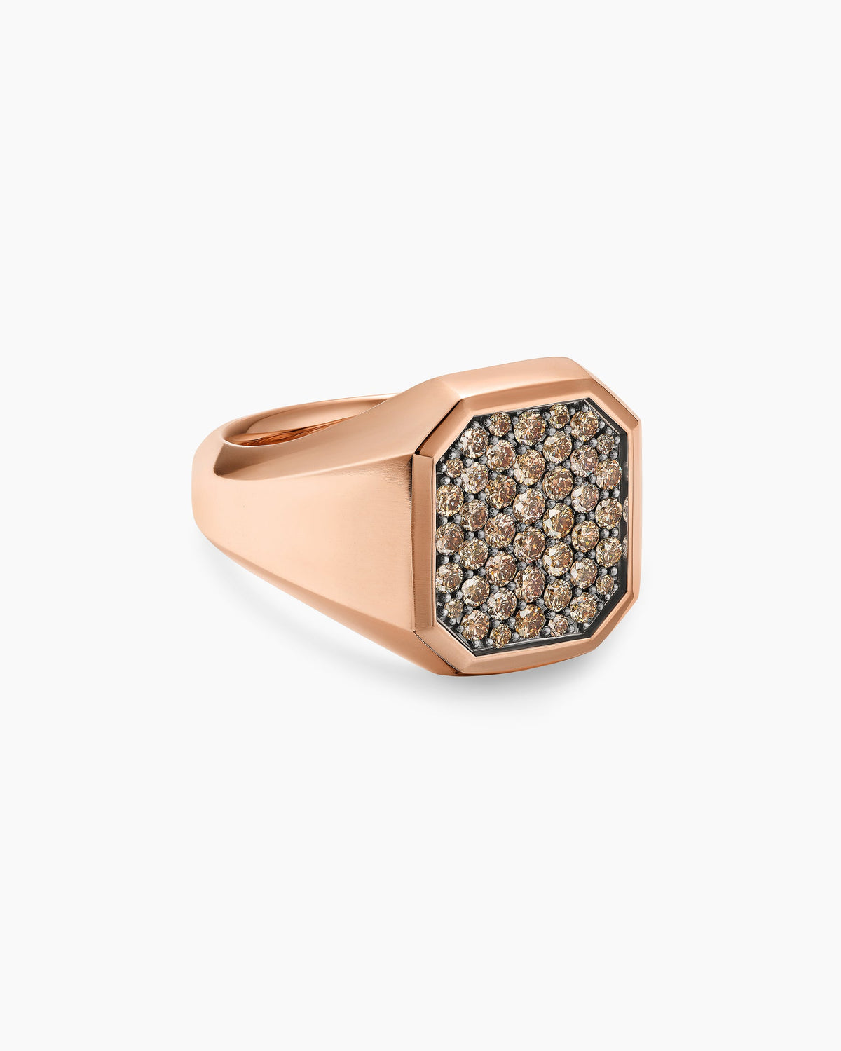 Streamline® Signet Ring in 18K Rose Gold with Cognac Diamonds, 18mm