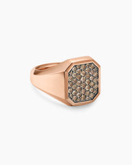 Streamline® Signet Ring in 18K Rose Gold with Cognac Diamonds, 18mm