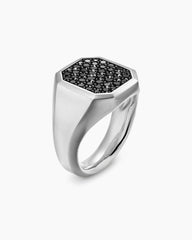 Streamline® Signet Ring in Sterling Silver with Black Diamonds, 18mm