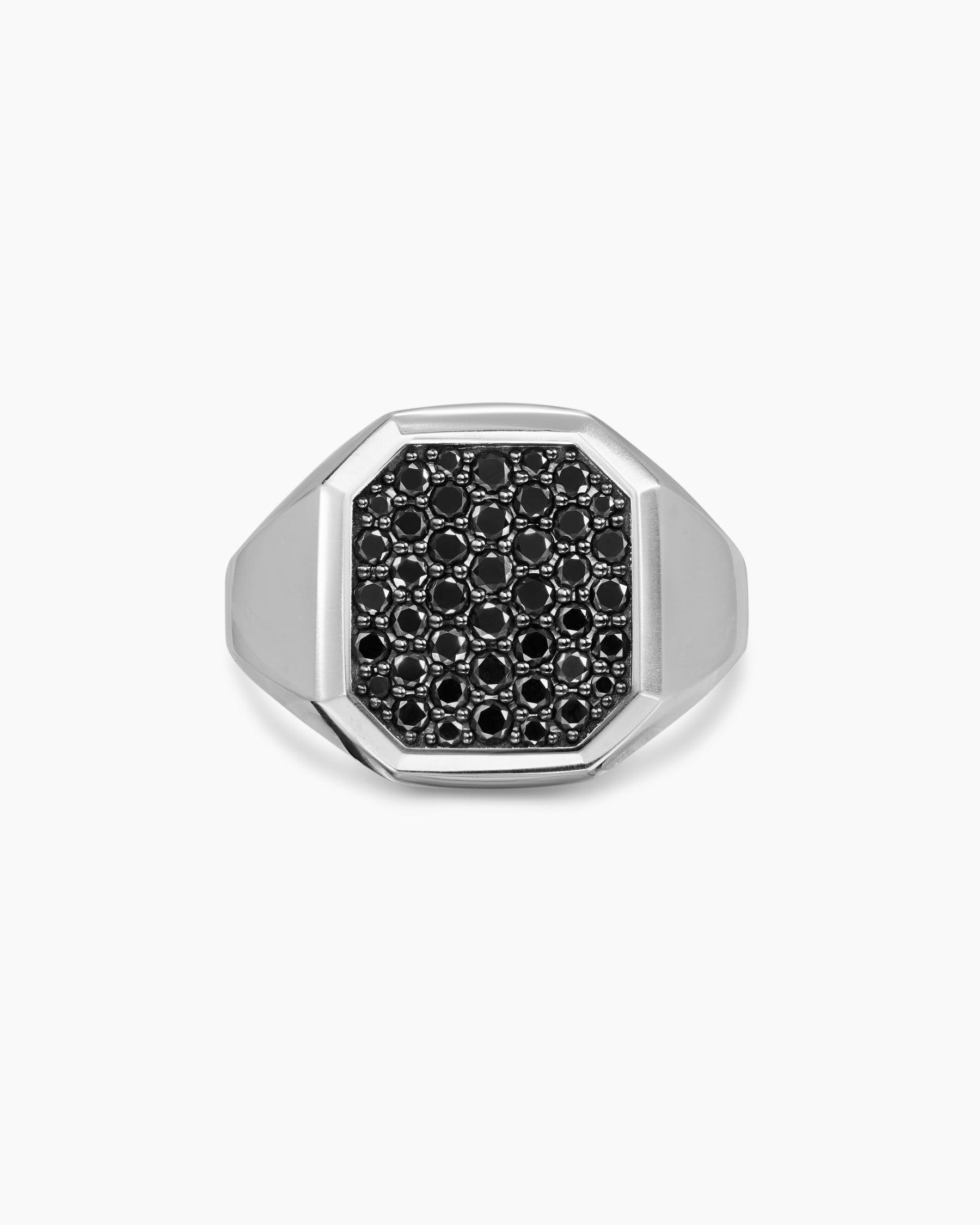 Streamline® Signet Ring in Sterling Silver with Black Diamonds, 18mm