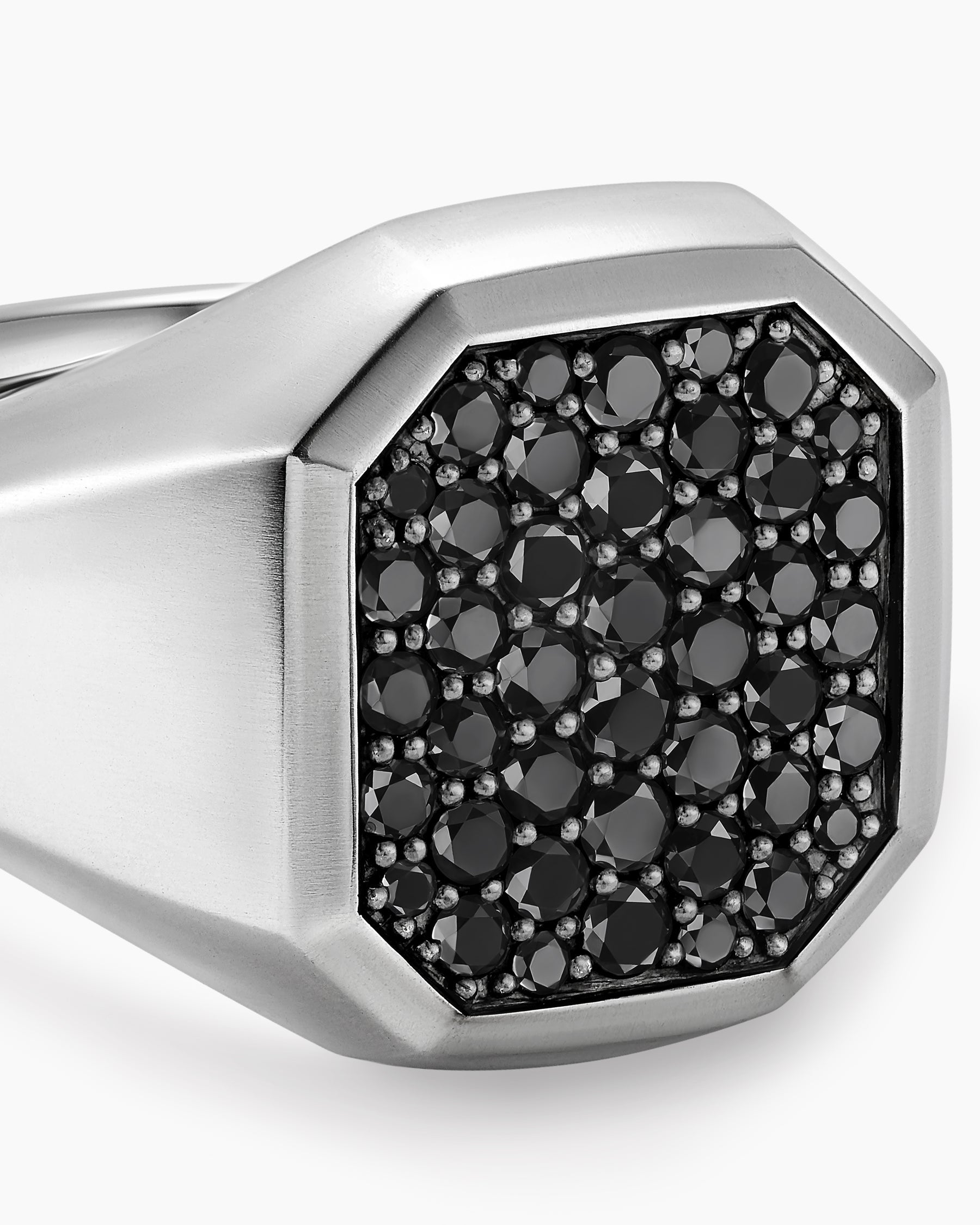 Streamline® Signet Ring in Sterling Silver with Black Diamonds, 18mm