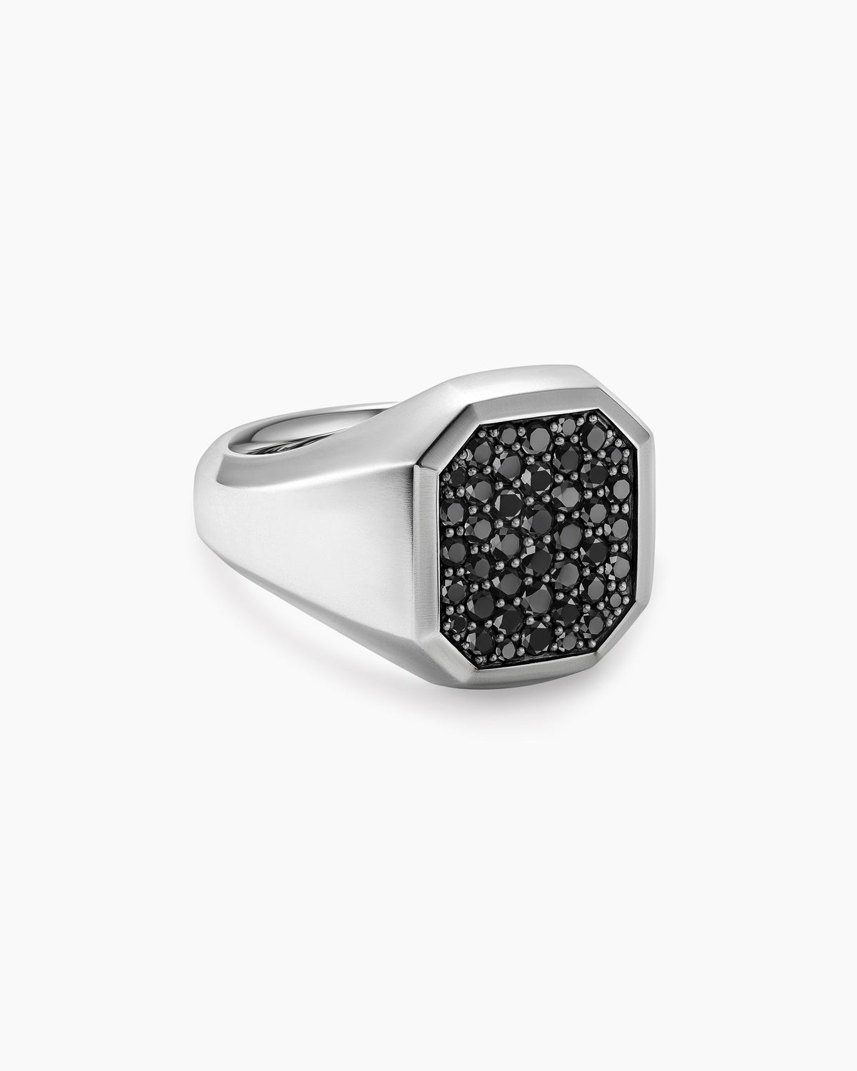 Streamline® Signet Ring in Sterling Silver with Black Diamonds, 18mm