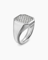 Streamline® Signet Ring in Sterling Silver with Diamonds, 18mm