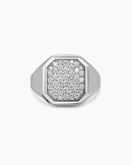 Streamline® Signet Ring in Sterling Silver with Diamonds, 18mm