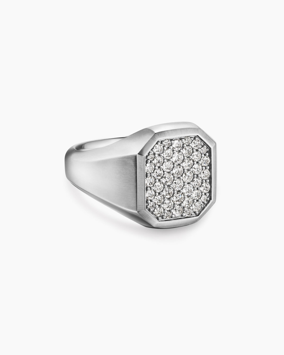 Streamline® Signet Ring in Sterling Silver with Diamonds, 18mm
