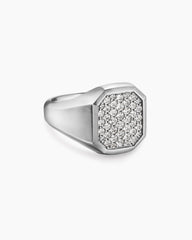 Streamline® Signet Ring in Sterling Silver with Diamonds, 18mm