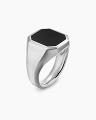 Streamline® Signet Ring in Sterling Silver with Black Onyx, 18mm