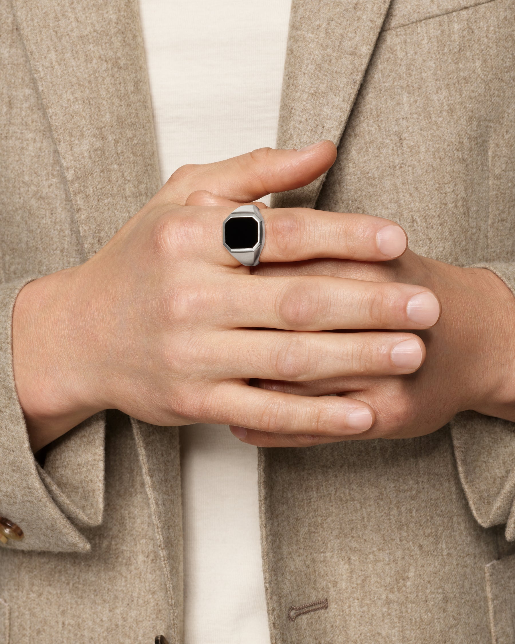 Streamline® Signet Ring in Sterling Silver with Black Onyx, 18mm