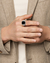 Streamline® Signet Ring in Sterling Silver with Black Onyx, 18mm