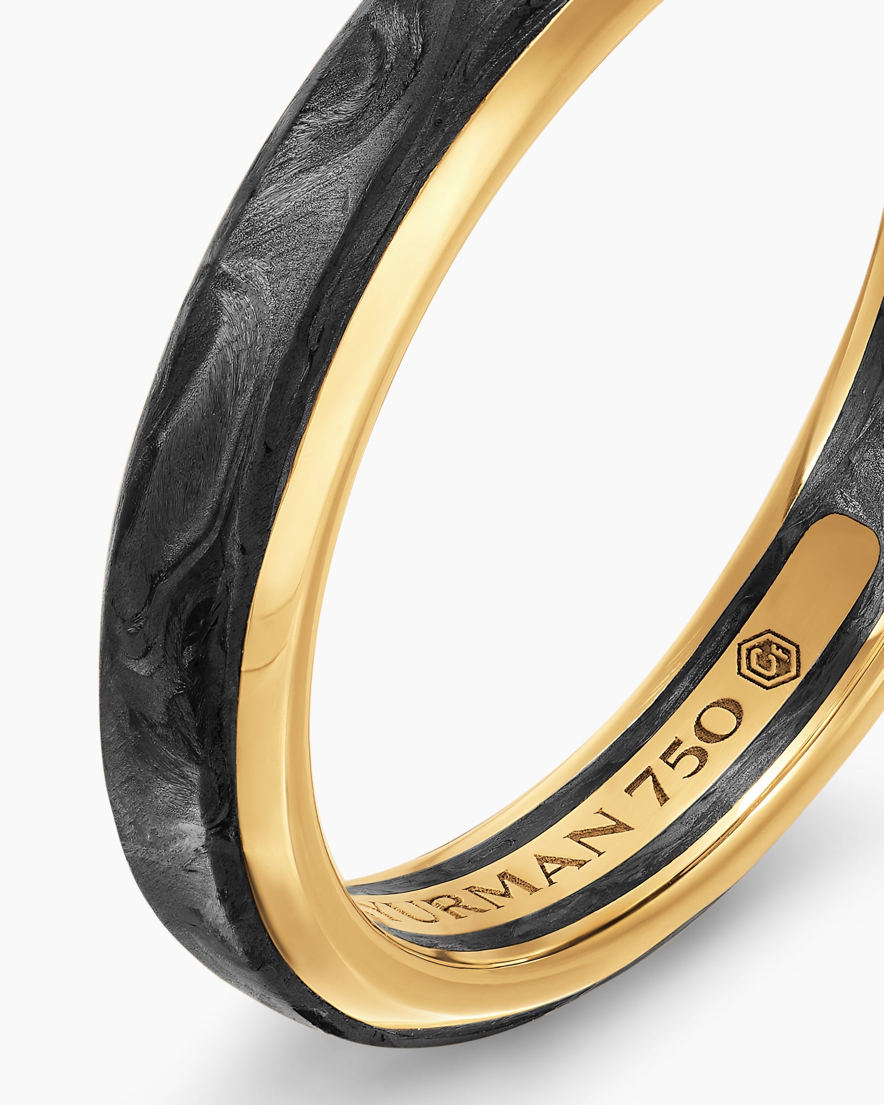 Streamline® Band Ring in 18K Yellow Gold with Forged Carbon, 4mm
