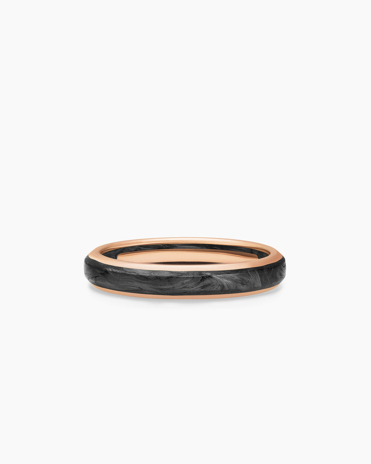 Streamline® Band Ring in 18K Rose Gold with Forged Carbon, 4mm