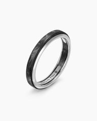 Streamline® Band Ring in 18K White Gold with Forged Carbon, 4mm