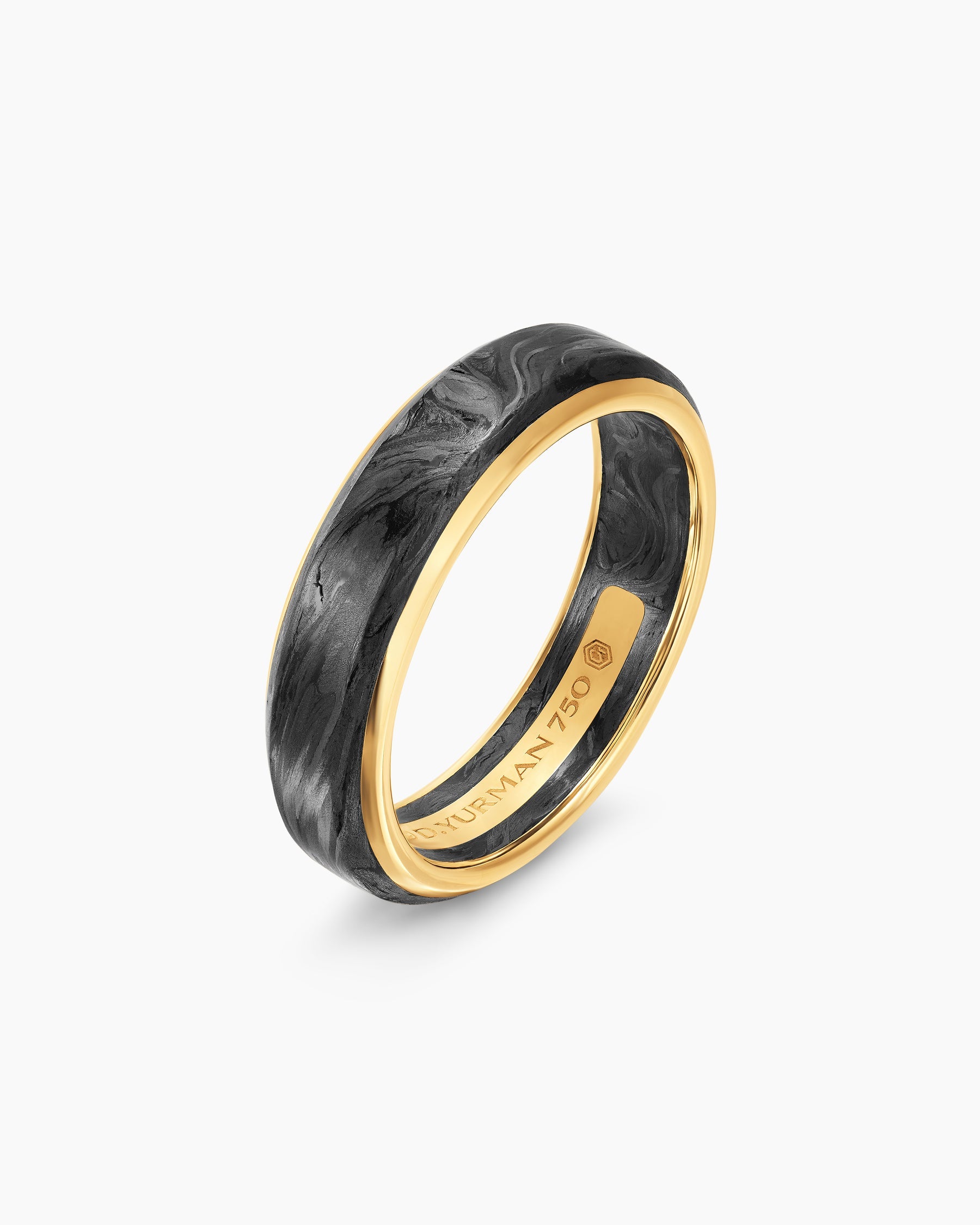 Streamline® Band Ring in 18K Yellow Gold with Forged Carbon, 6mm