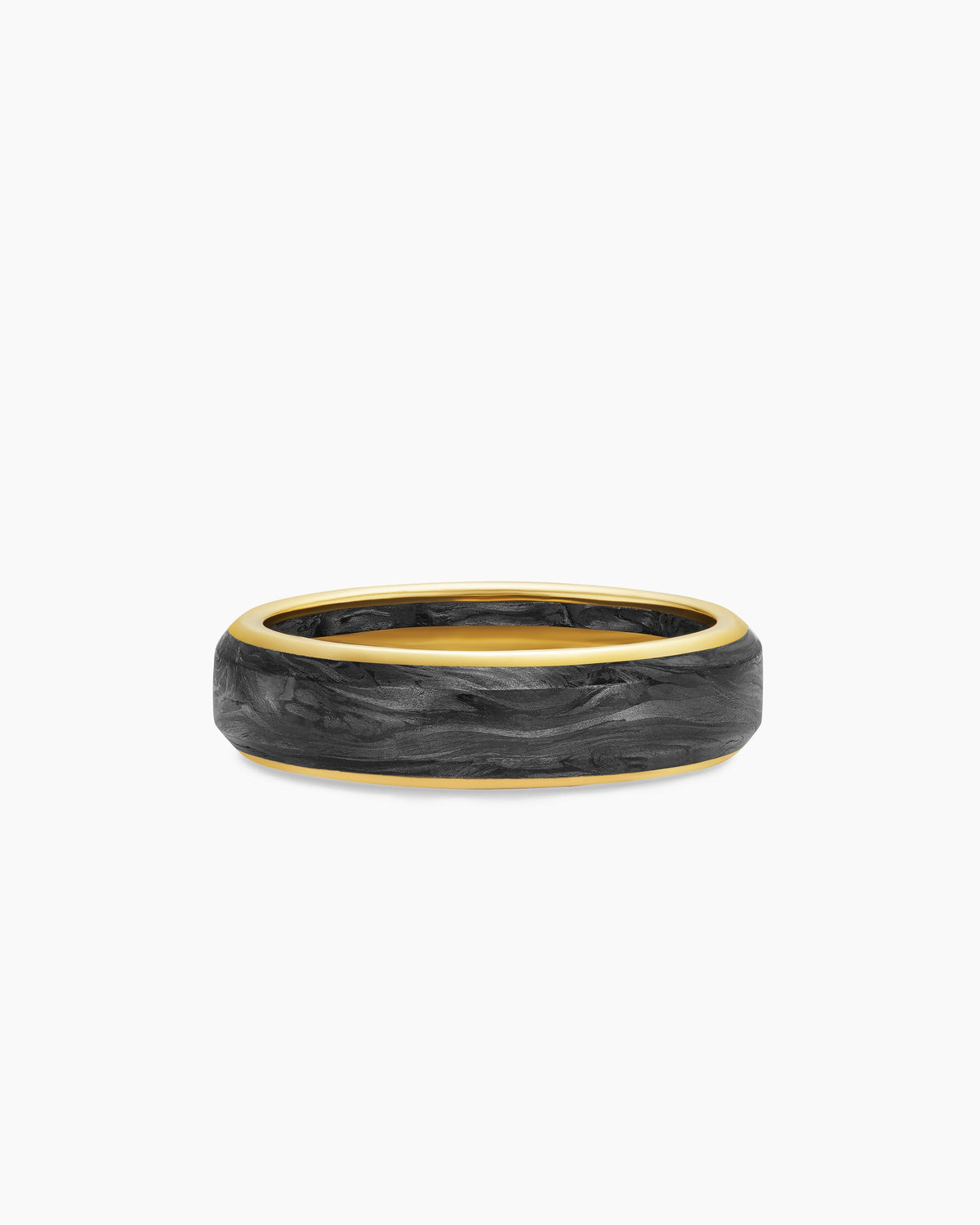 Streamline® Band Ring in 18K Yellow Gold with Forged Carbon, 6mm