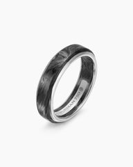 Streamline® Band Ring in 18K White Gold with Forged Carbon, 6mm