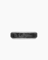 Streamline® Band Ring in 18K White Gold with Forged Carbon, 6mm