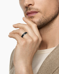 Streamline® Band Ring in 18K White Gold with Forged Carbon, 6mm