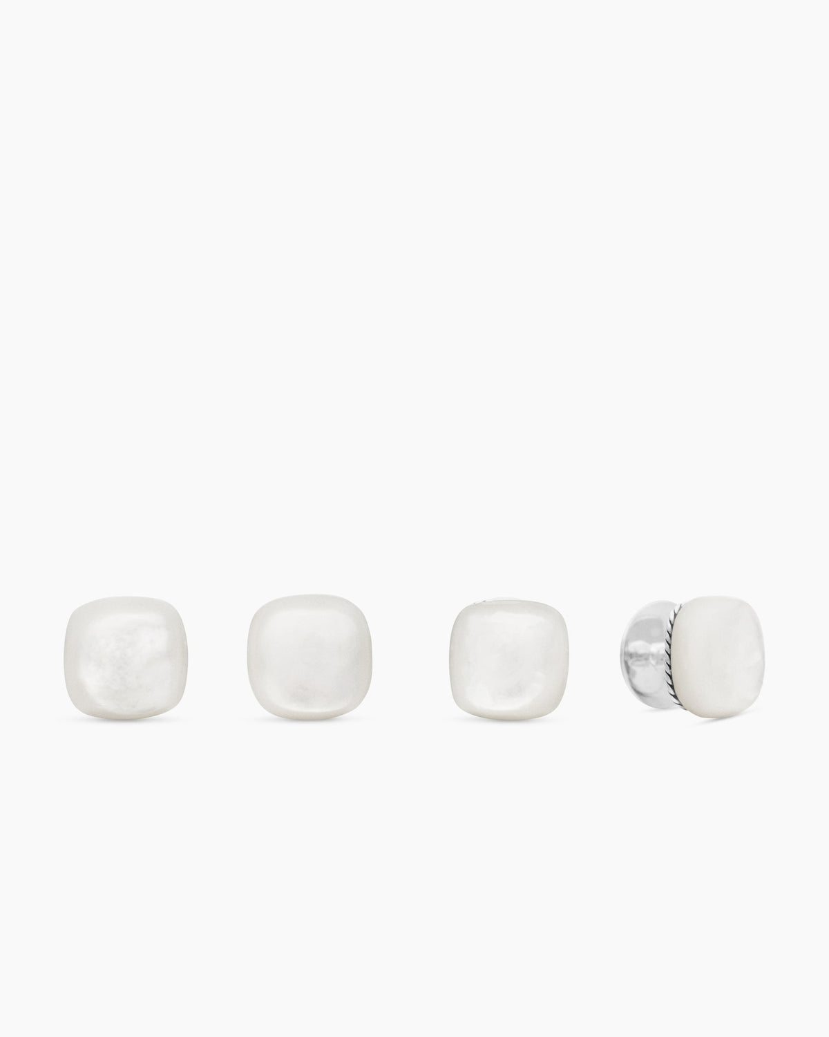 Streamline® Cushion Tuxedo Studs in Sterling Silver with Mother of Pearl