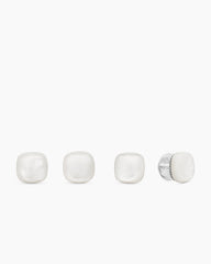 Streamline® Cushion Tuxedo Studs in Sterling Silver with Mother of Pearl