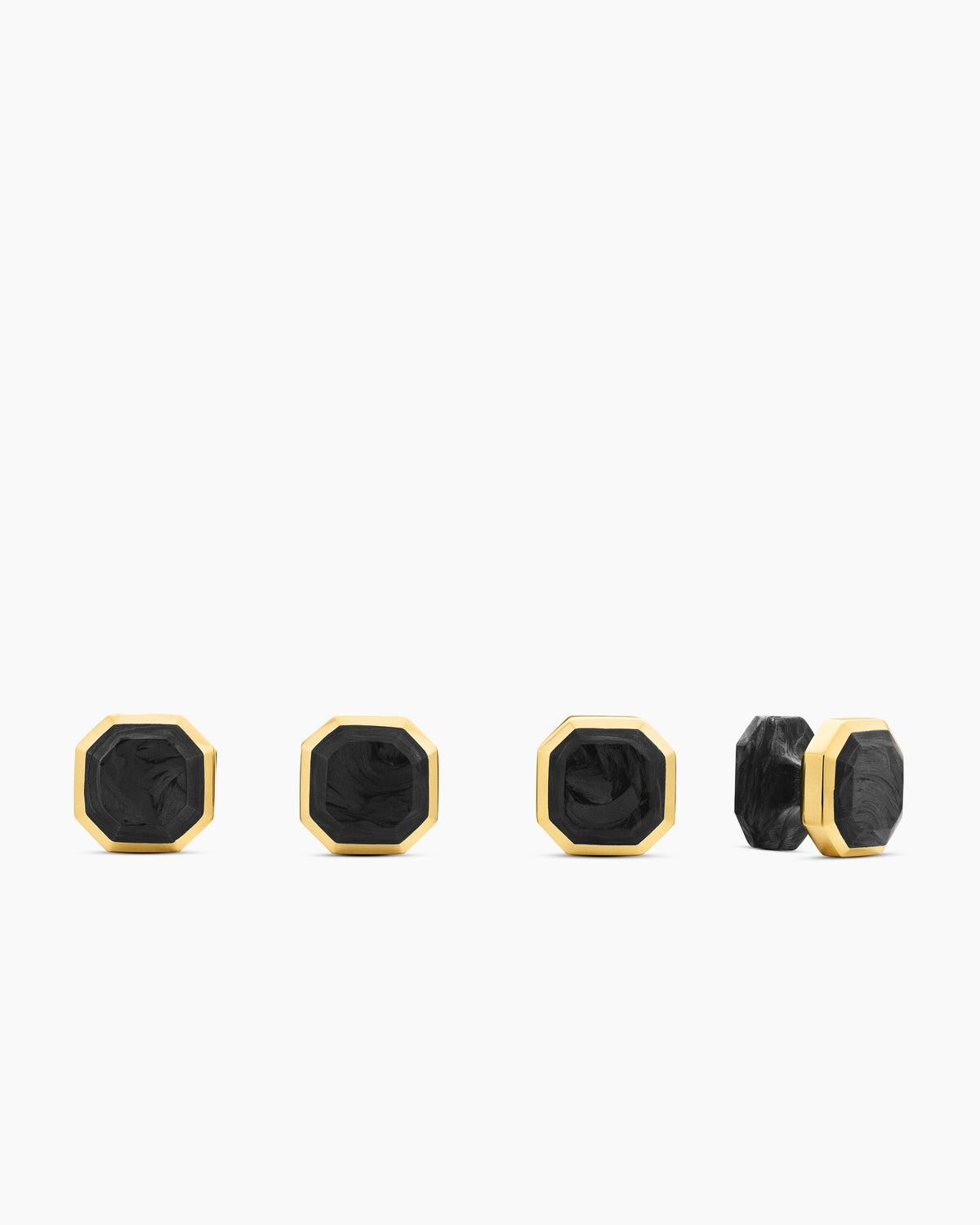 Streamline® Tuxedo Studs in 18K Yellow Gold with Forged Carbon, 10.8mm