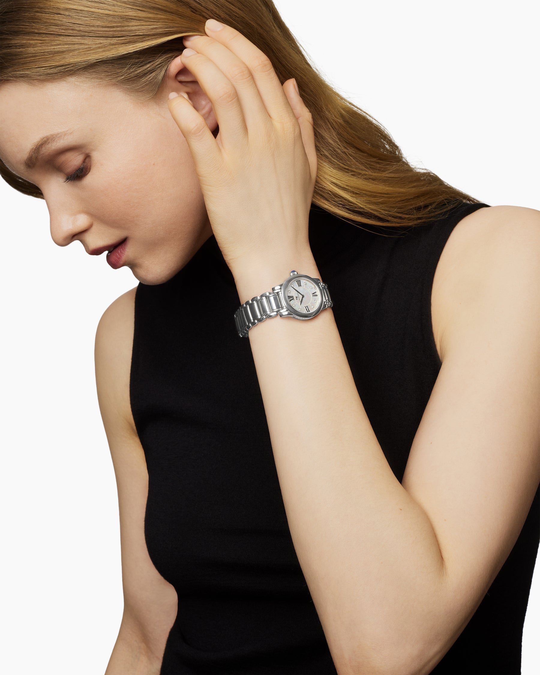 Classic Quartz Watch in Stainless Steel with Diamonds, 38mm