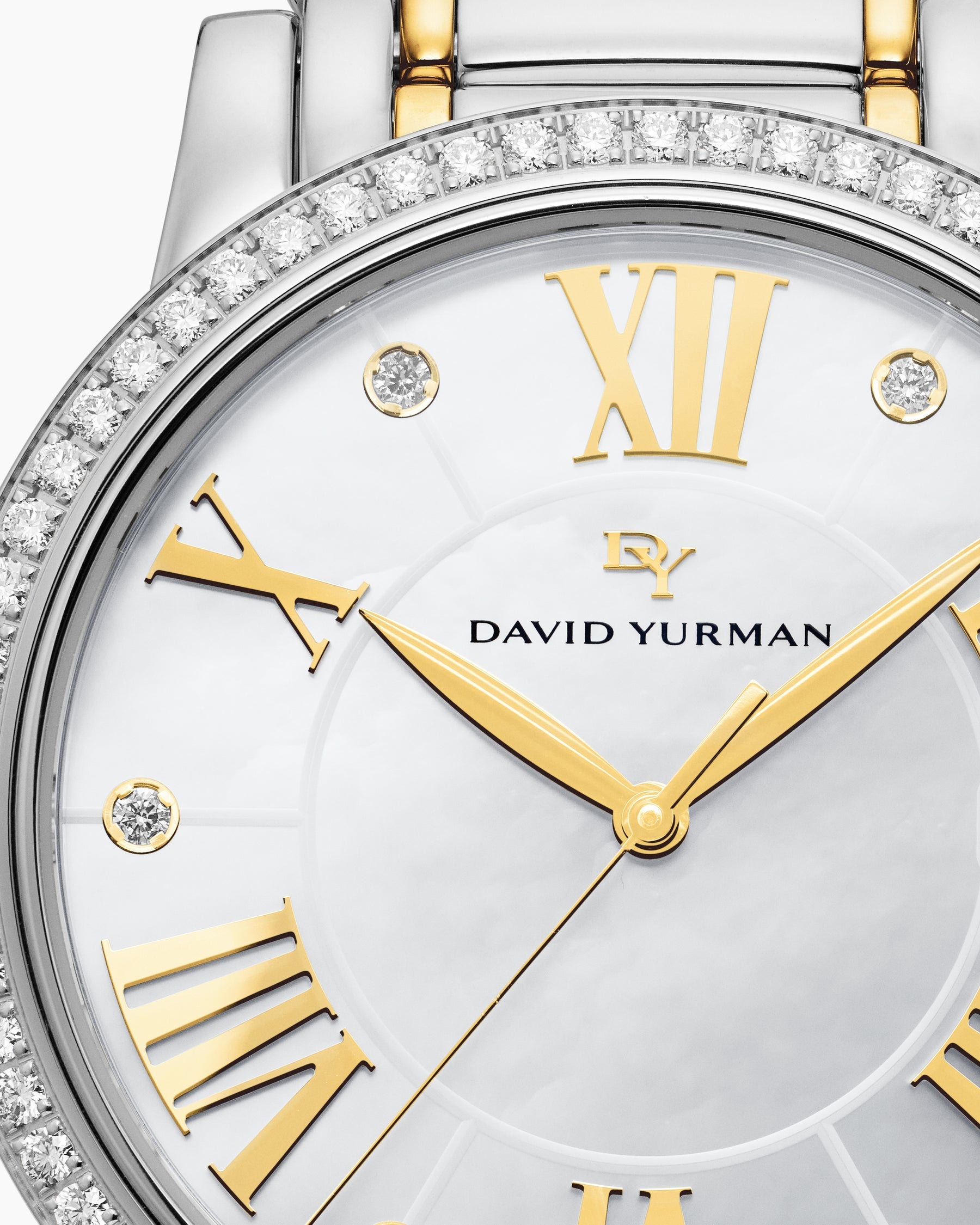 Classic Quartz Watch in Stainless Steel with 18K Yellow Gold and Diamond Bezel, 38mm