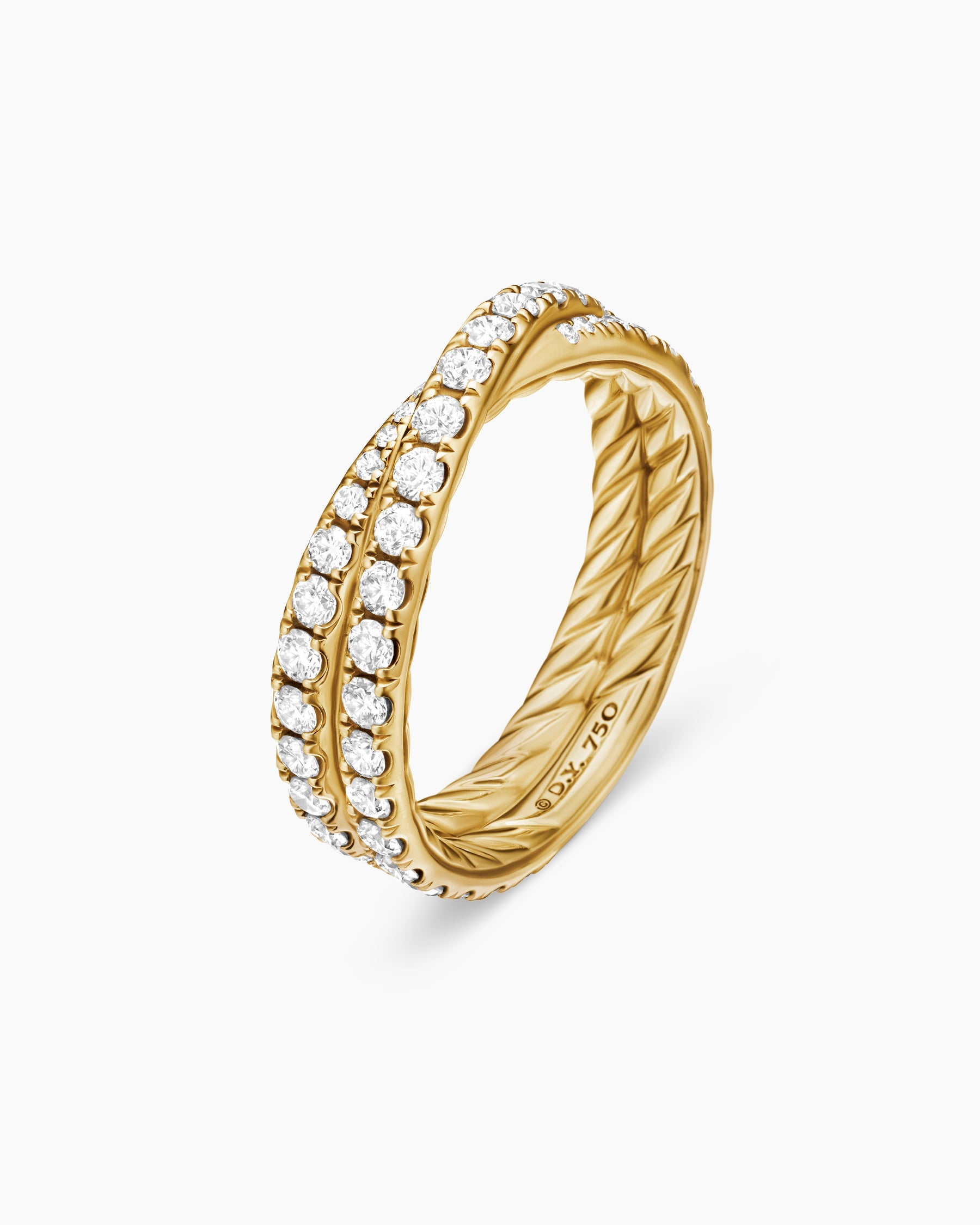 DY Crossover® Band Ring in 18K Yellow Gold with Diamonds, 5.2mm
