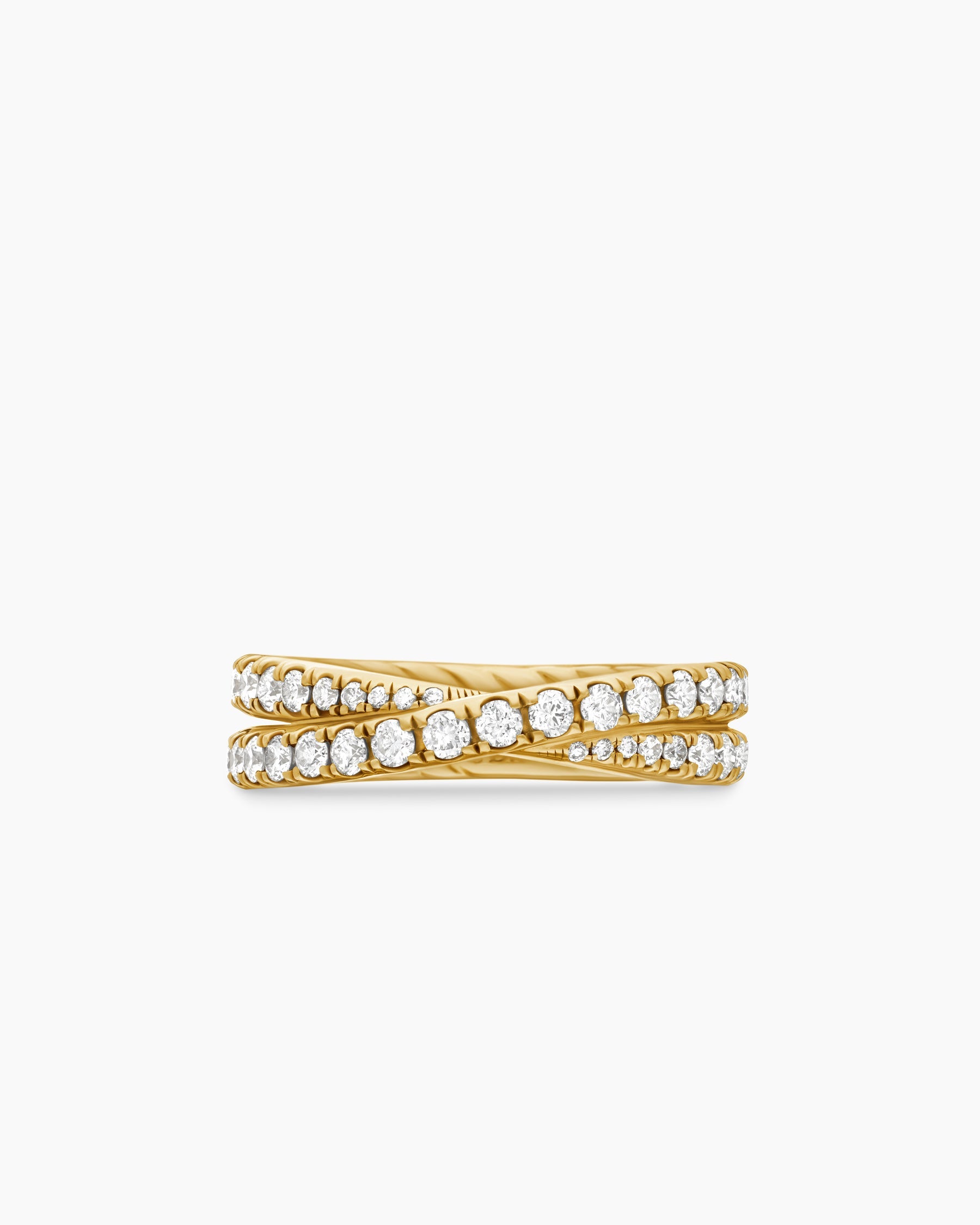 DY Crossover® Band Ring in 18K Yellow Gold with Diamonds, 5.2mm