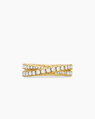 DY Crossover® Band Ring in 18K Yellow Gold with Diamonds, 5.2mm