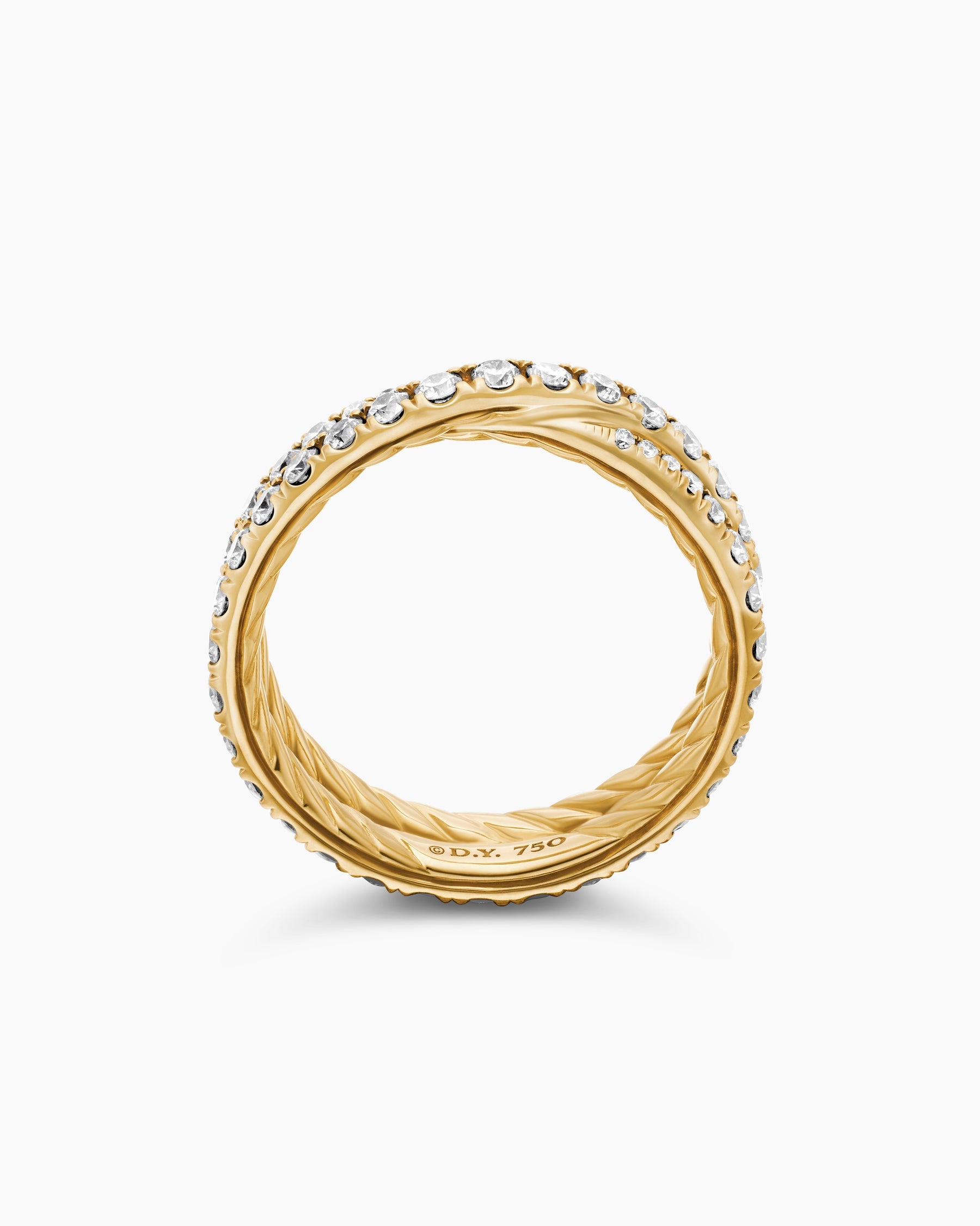 DY Crossover® Band Ring in 18K Yellow Gold with Diamonds, 5.2mm