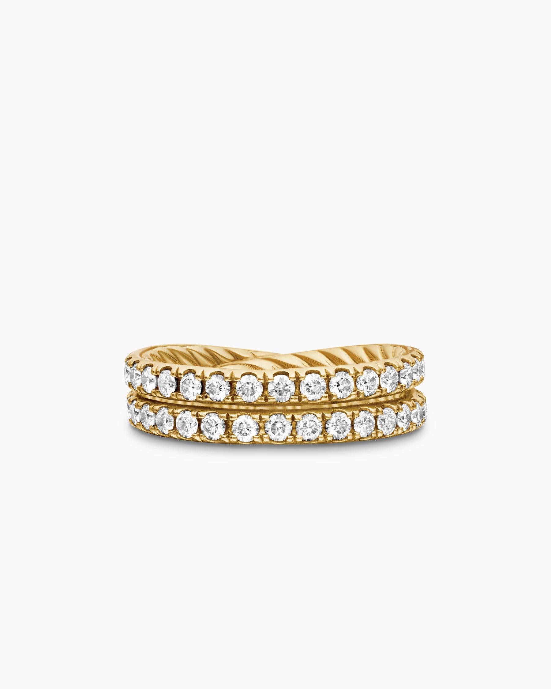 DY Crossover® Band Ring in 18K Yellow Gold with Diamonds, 5.2mm