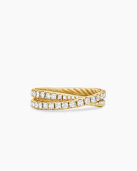 DY Crossover® Band Ring in 18K Yellow Gold with Diamonds, 5.2mm