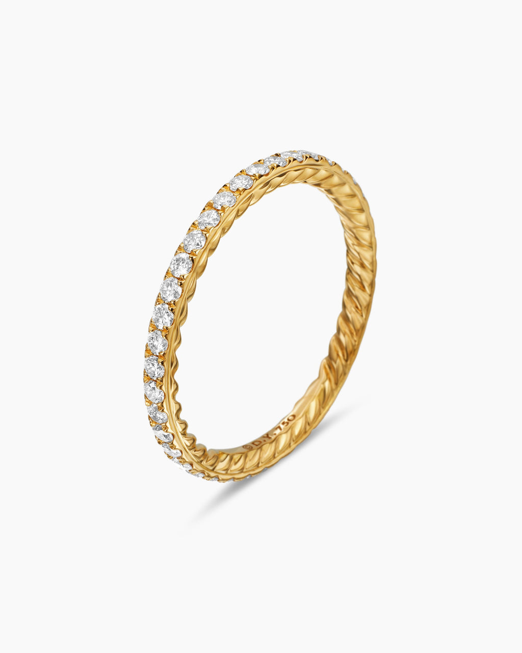 DY Eden Band Ring in 18K Yellow Gold with Pavé Diamonds, 1.85mm
