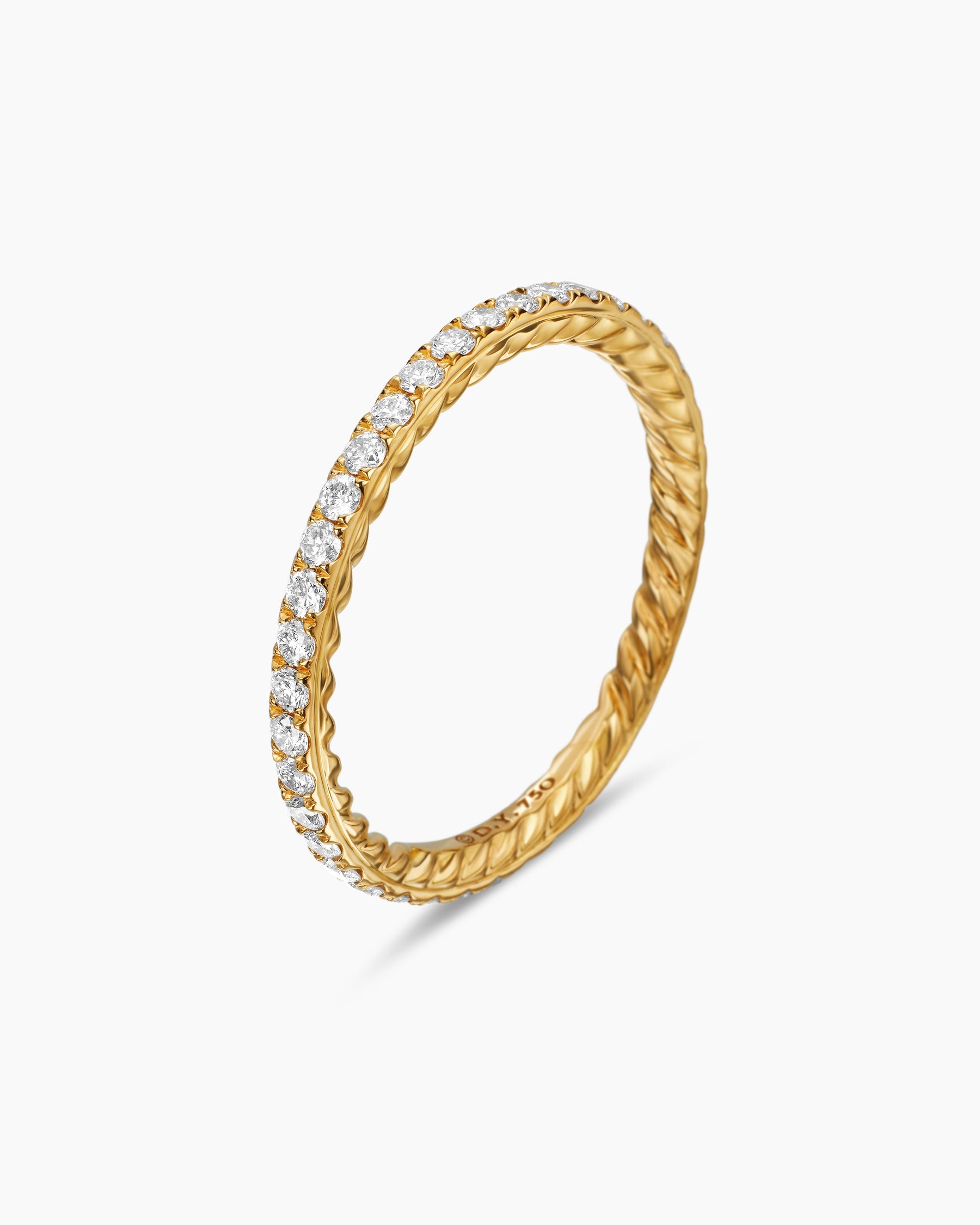 DY Eden Band Ring in 18K Yellow Gold with Pavé Diamonds, 1.85mm