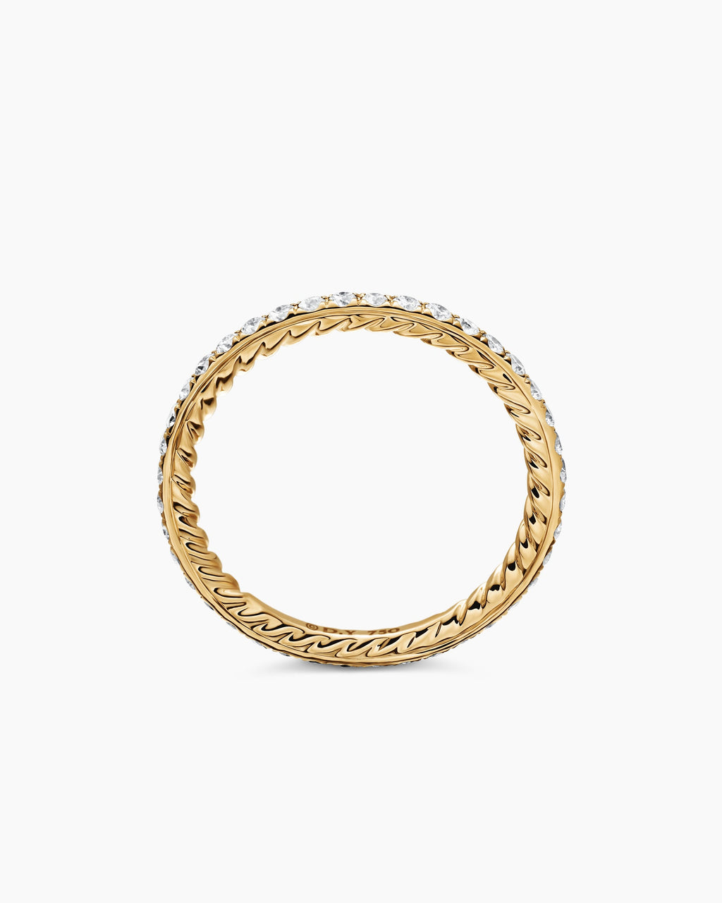 DY Eden Band Ring in 18K Yellow Gold with Pavé Diamonds, 1.85mm
