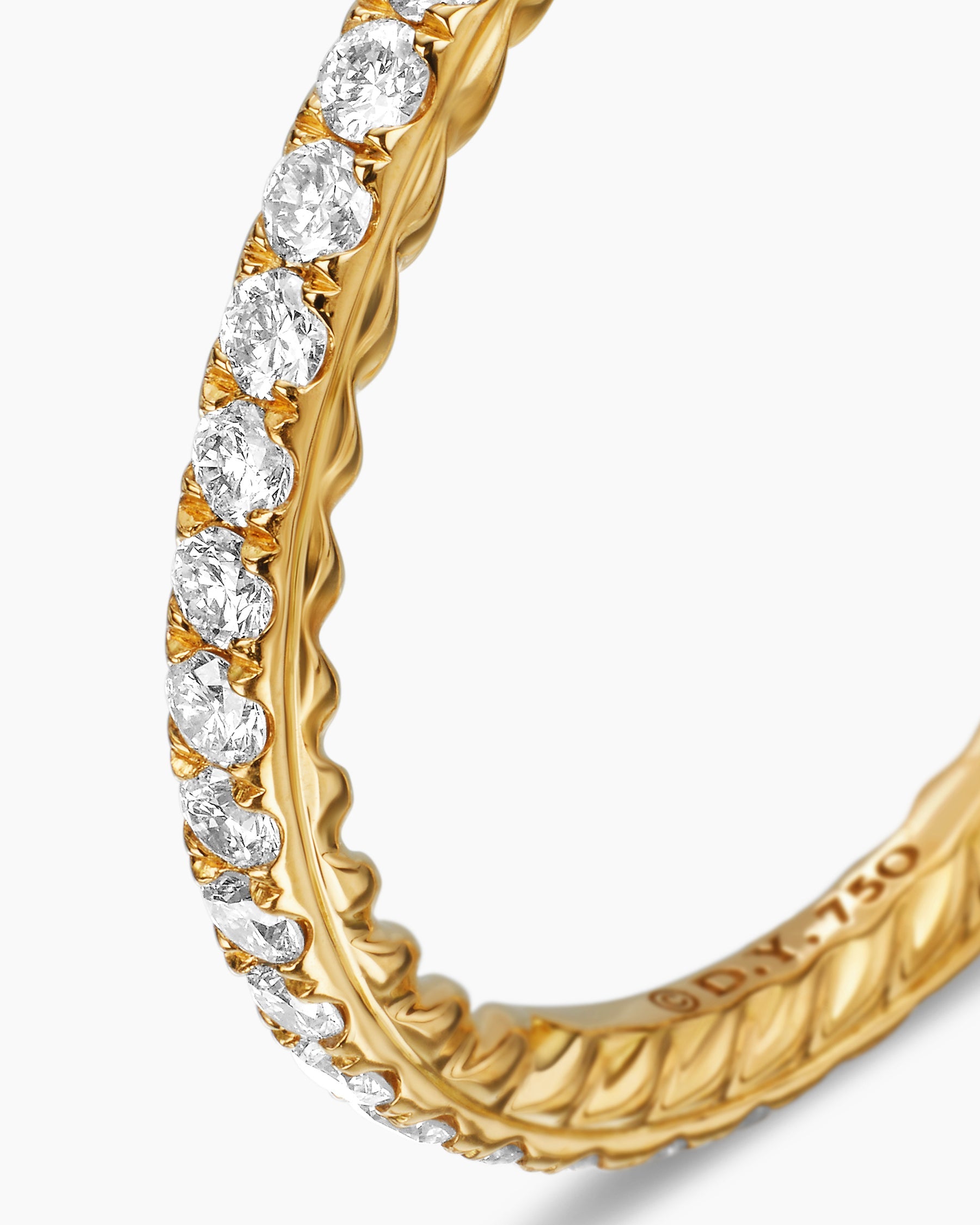 DY Eden Band Ring in 18K Yellow Gold with Pavé Diamonds, 1.85mm