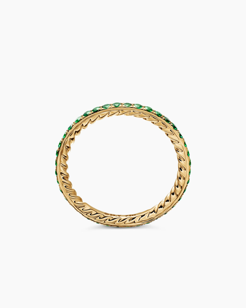 DY Eden Band Ring in 18K Yellow Gold with Pavé Tsavorites, 1.85mm