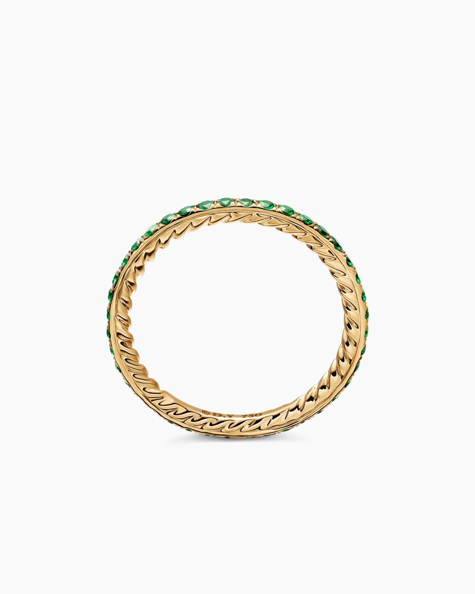 DY Eden Band Ring in 18K Yellow Gold with Pavé Tsavorites, 1.85mm