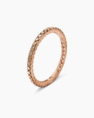 DY Eden Band Ring in 18K Rose Gold with Pavé Cognac Diamonds, 1.85mm