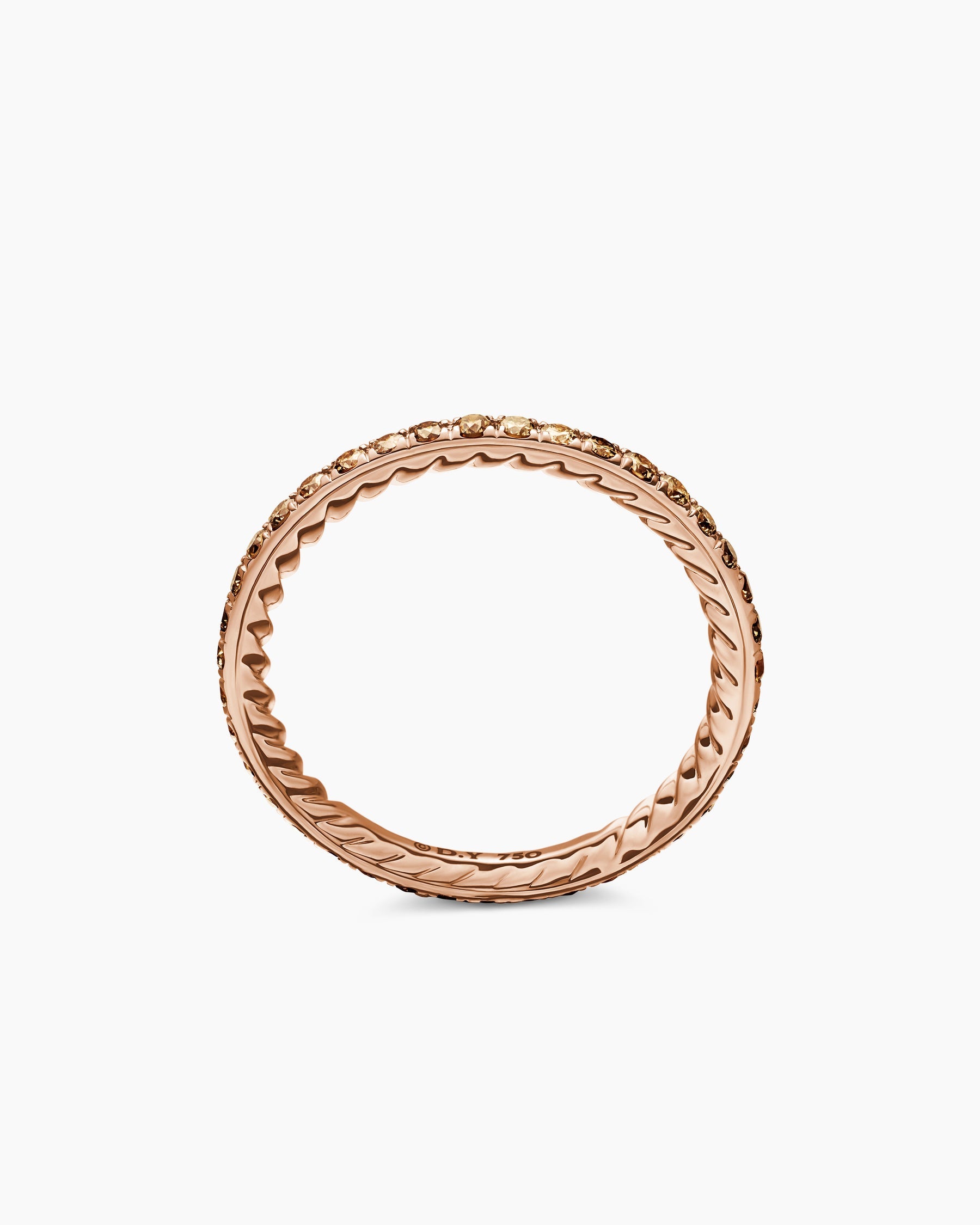 DY Eden Band Ring in 18K Rose Gold with Pavé Cognac Diamonds, 1.85mm
