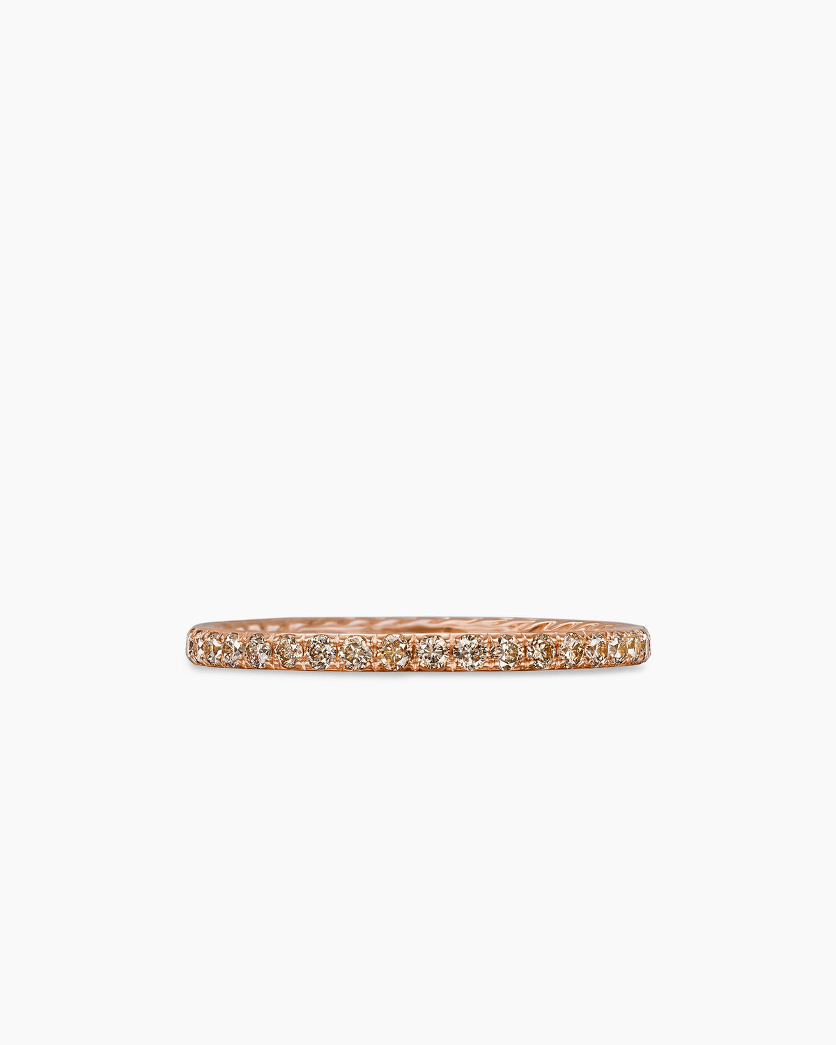 DY Eden Band Ring in 18K Rose Gold with Pavé Cognac Diamonds, 1.85mm
