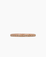 DY Eden Band Ring in 18K Rose Gold with Pavé Cognac Diamonds, 1.85mm