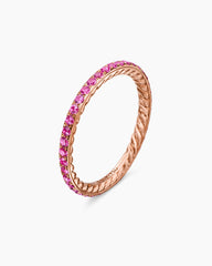DY Eden Band Ring in 18K Rose Gold with Pavé Pink Sapphires, 1.85mm