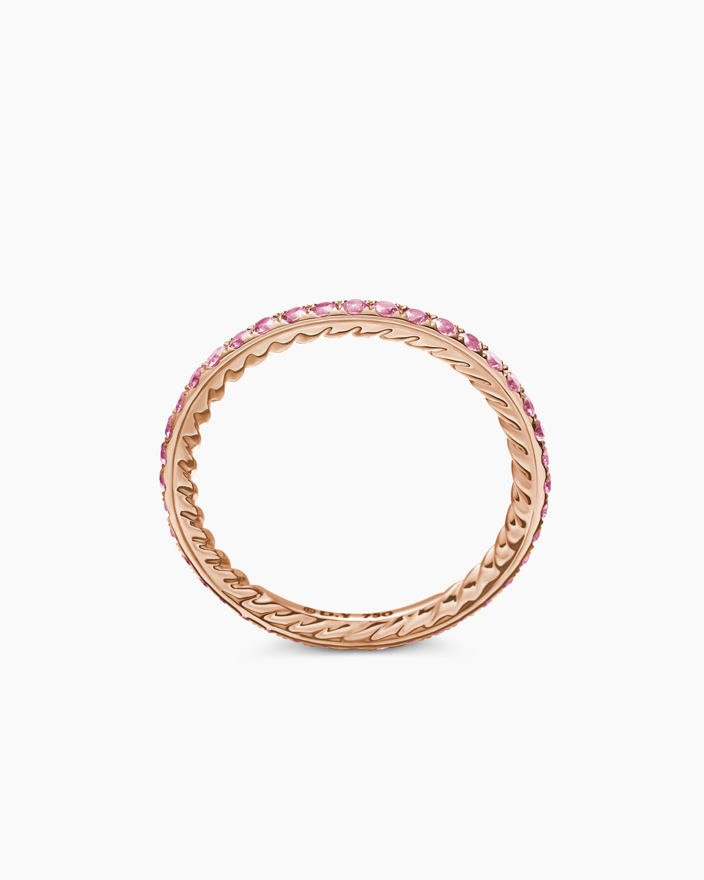 DY Eden Band Ring in 18K Rose Gold with Pavé Pink Sapphires, 1.85mm