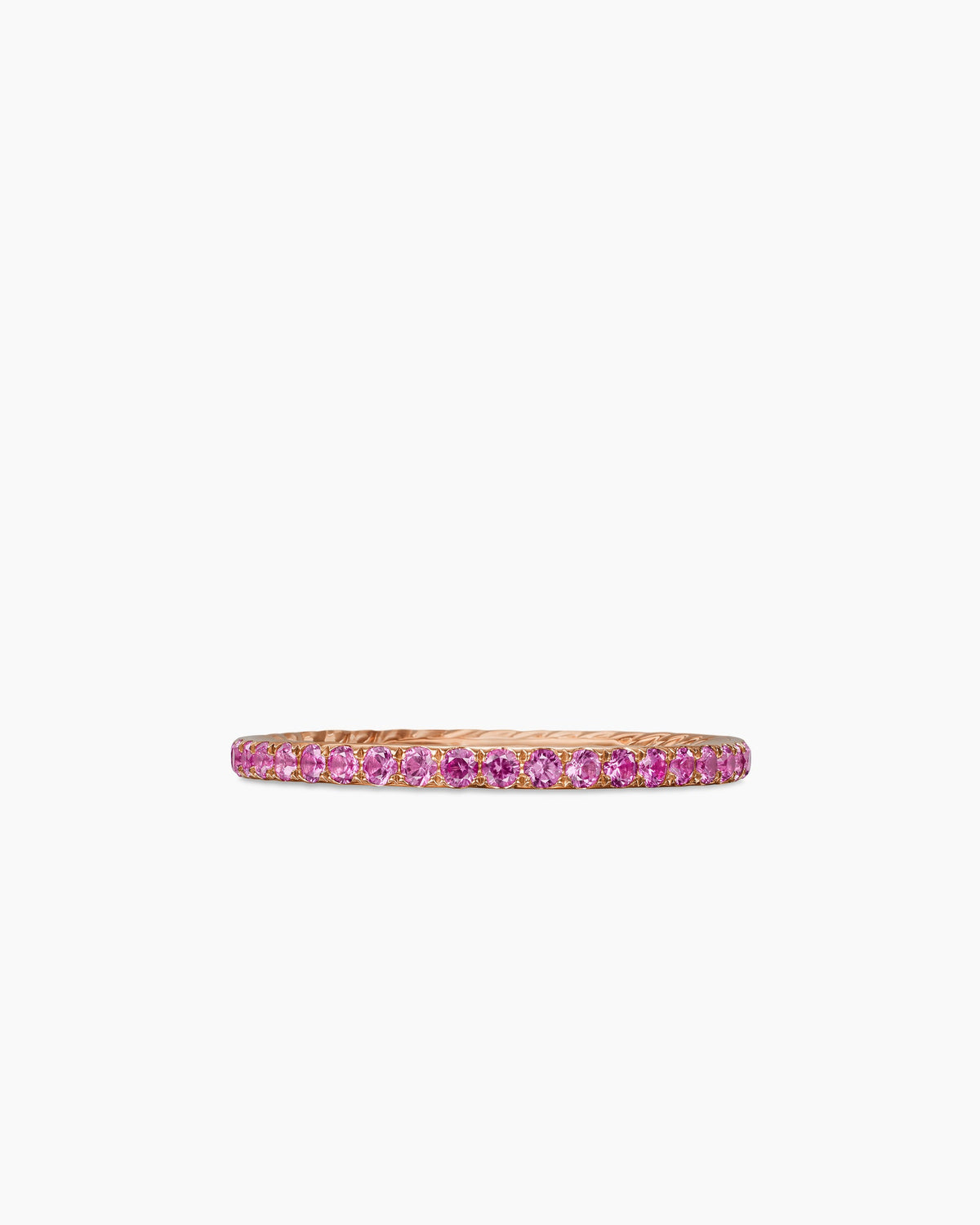 DY Eden Band Ring in 18K Rose Gold with Pavé Pink Sapphires, 1.85mm