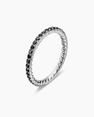 DY Eden Band Ring in Platinum with Pavé Black Diamonds, 1.85mm